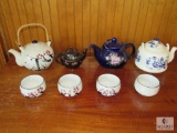 5 piece Matching Tea Set & Lot 3 Tea / Coffee / Sake Kettles