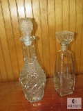 Lot 2 Crystal or cut glass Decanter Bottles with Stoppers
