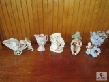 5 piece Lot Vintage Porcelain & Ceramic Flower Planters, Vase, & Little Boy Figurine