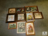 Lot 10 Vintage Framed Prints Art various sizes