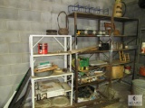 Lot Metal Shelves with contents