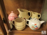 Lot 6 Teapots / Tea Pitchers 1 labeled McCoy Pottery or Ceramic