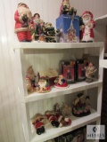 Plastic Shelf with Santa & Christmas Decorations