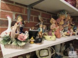 Shelf Lot Porcelain / Ceramic / Resin Figurines Angels & People, Pottery Pieces and Plates
