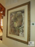 Lot 2 large framed Prints and Mirrored Candle Holder