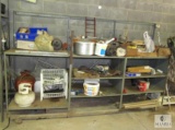 Large Metal Shelf with Contents Tools, Fasteners, Air Tank, Saw blades +