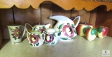 Lot Apple Dishes Pitcher, Creamer, Sugar bowl, Salt & Pepper Shakers, +