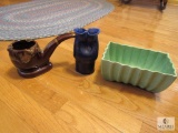 Lot 3 pieces of Pottery Planter, ashtray, and vase