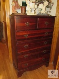 2 over 4 drawer wood chest of drawer