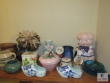 Closet shelf contents Vintage Pottery, Porcelain, Glass and home decor