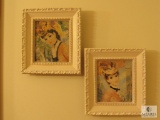 Pair Strevens French lady Framed Prints