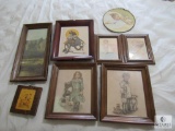 Lot 8 Small Vintage Framed Prints Pictures