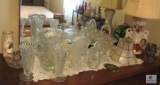 Large lot Clear Glassware Vases Baskets Porcelain Lamp