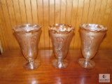 Lot 3 Orange carnival glass Vases