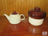 2 Piece Lot McCoy Pottery 1) 2-1/2 qt Covered Dish and Tea / Coffee Kettle