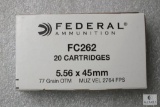 20 Cartridges Federal Ammunition 5.56x45mm 77 Grain OTM