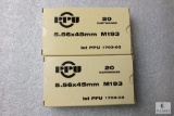 40 Cartridges PPU 5.56x45mm M193 (2 boxes of 20 rounds)