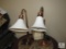 Pair Copper Finish Table Lamps with frosted Glass shades