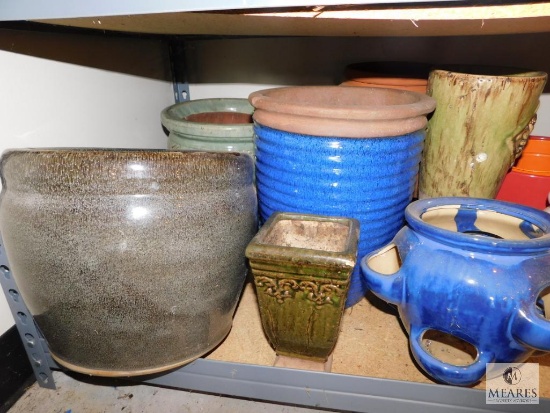 Shelf lot ceramic & Pottery flower pots