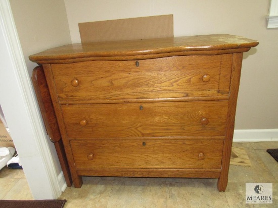 Vintage Wood Washbin Table 3 Drawer Dresser