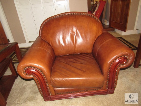 Leather like oversized Chair with Large Nailheads