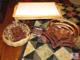 Lot Wicker / Wood type Baskets & Bed Lap Tray