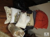 Huge Lot Linens, Pillows, sheets, bed spreads, Blankets, +