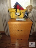 2 Drawer File Cabinet with Hangers & Contents Basket of