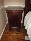 Bassett Furniture wood nightstand with grey marble top