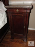 Bassett Furniture wood nightstand with grey marble top