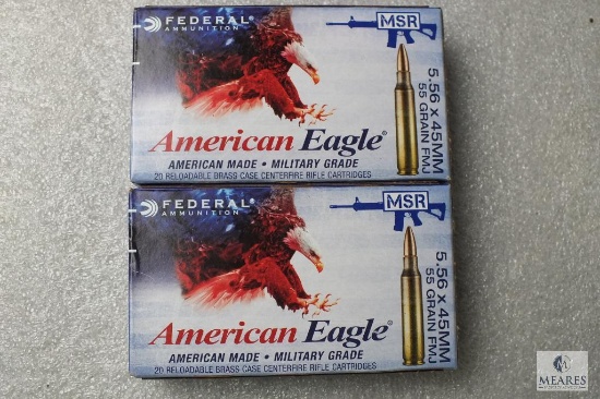 40 Rounds American Eagle 5.56 x45mm Ammo 55 Grain FMJ Ammunition