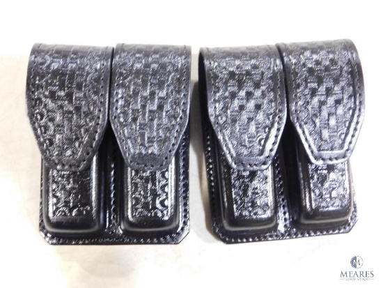 2 New Hunter leather double magazine pouches for Colt 1911 and similar single stack pistols