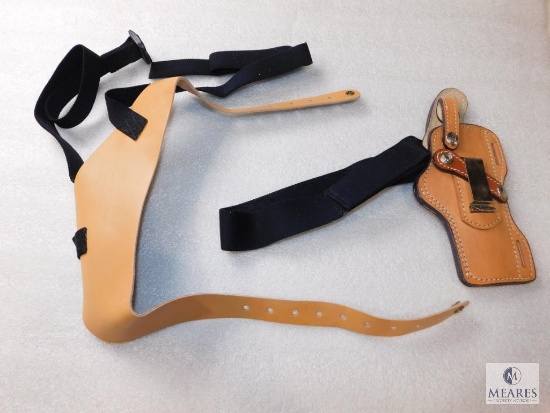 New Hunter leather shoulder holster fits 4" revolvers S&W K&L frame, Colt python and similar