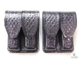 2 New Hunter leather double magazine pouches for Glocks, Beretta and similar pistols