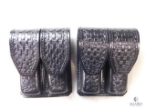 2 New Hunter leather double magazine pouches for Glocks, Beretta and similar pistols