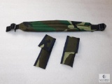 New 3 piece camo set padded rifle sling, knife case and mini mag light case
