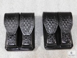2 New Hunter leather double magazine pouches for Glocks, Beretta and similar pistols