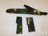 New camo 3 piece set of padded rifle sling, knife pouch and mini mag light case