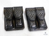 2 New Hunter leather double magazine pouches for Glocks, Beretta and similar pistols