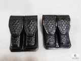 2 New Hunter leather double magazine pouches for Glocks, Beretta and similar pistols