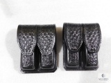 2 New Hunter leather double magazine pouches for Glocks, Beretta and similar pistols