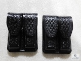 2 New Hunter leather double magazine pouches for Glocks, Baretta and similar pistols