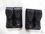 2 New Hunter leather double magazine pouches for Glocks, Baretta and similar pistols