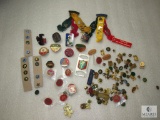 12 Boy Scout Metal Neckerchief Slides & Lot of Vintage Scout Pins 1930's - 90's