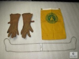 Lot VIntage Leather Gauntlet Gloves, Sock Stretcher / Drier & NCHA Flag