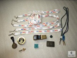 Lot assorted Boy Scout Items Bolo Ties, Paperweight, Pin, Belt, Lanyards, Tie Bar +