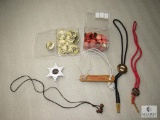Lot Boy Scout Bolo Ties, Jamboree Staff Badge, Wood Puzzle Game & Pins