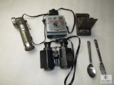 Lot Vintage Official Boy Scouts Flashlight, Kodak Camera, Camera w/ Flash, Binoculars +