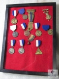 Display Case with 12 Various Honor Ribbon Medals Music, Distinguished Guest, +