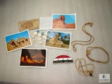 Lot Boy Scouts Baghdad Iraq Patch, Wood Badge Beads & Egypt Postcards & Money